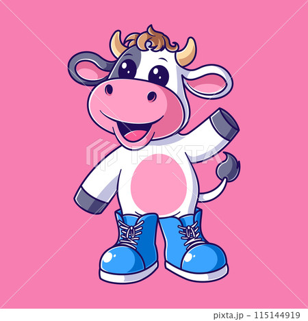 Cute cow wearing blue shoes Cute cow wearing blue shoes 115144919