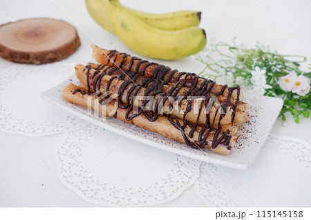 delicious chocolate flavored banana rolls delicious chocolate flavored banana rolls 115145158