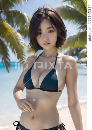 ビーチにいるビキニの女性［AI生成画像］ 115145354
