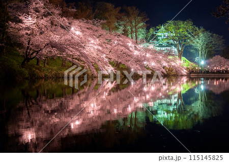《新潟県》桜満開・春の高田城址公園の夜景 115145825