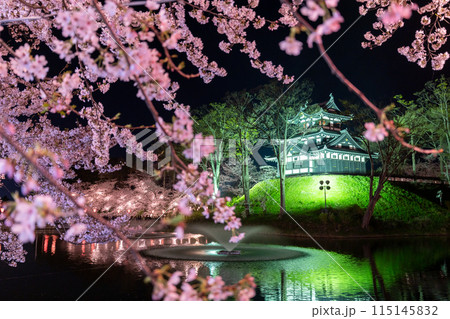 《新潟県》桜満開・春の高田城址公園の夜景 115145832
