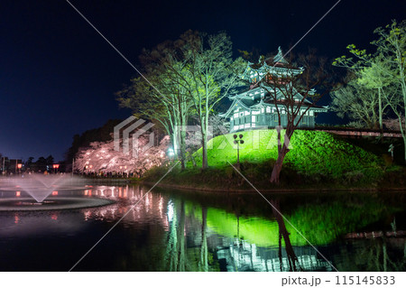 《新潟県》桜満開・春の高田城址公園の夜景 115145833