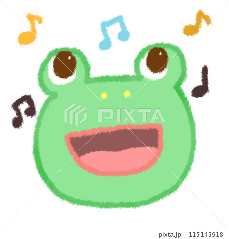 元気よく歌うカエルの顔のアップ 115145918