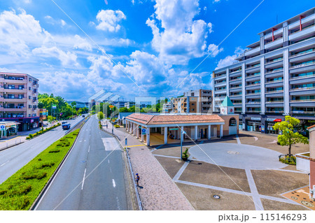日本の横浜都市景観 横浜市営地下鉄グリーンライン 北山田駅1、2など。奥に横浜国際プールへの標識 115146293