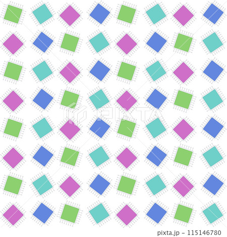 Microchip seamless pattern. Colorful chips endless repeatable background. Stylized tech-theme design. Vector outline illustration. Microchip seamless pattern. Colorful chips endless repeatable background. Stylized tech-theme design. Vector outline illustration. 115146780