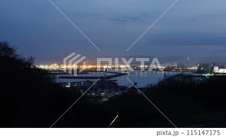 三崎公園の「港が見える丘」から見た福島県いわき市の夜景 115147175