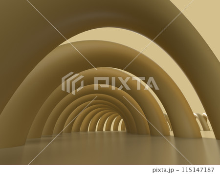 黄色いアーチの回廊の3Dイラスト 黄色いアーチの回廊の3Dイラスト 115147187