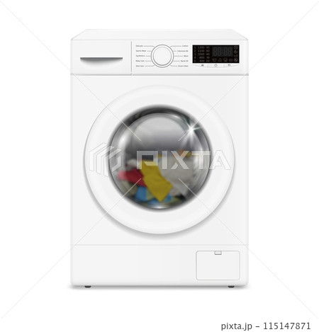 Realistic Washing machine with color clothes Realistic Washing machine with color clothes 115147871