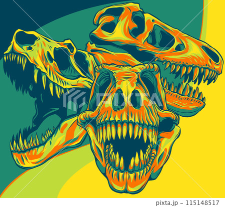 vector illustration of set of skulls of dinosaur vector illustration of set of skulls of dinosaur 115148517
