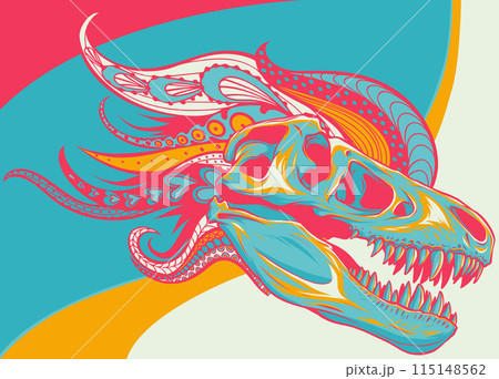 vector illustration of dinosaur skull with mandala ornaments vector illustration of dinosaur skull with mandala ornaments 115148562