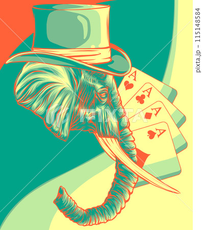 vector illustration of elephant with cylinder hat vector illustration of elephant with cylinder hat 115148584