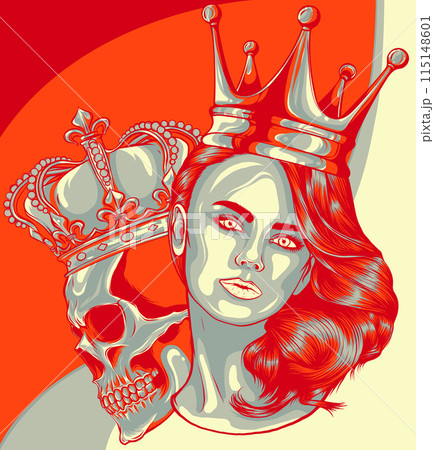 vector illustration of queen with king skull 115148601