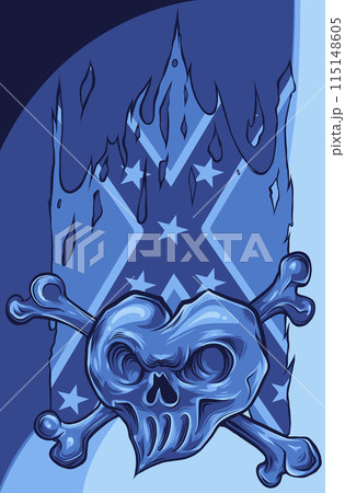 Human skull with Confederation flag isolated on white background Human skull with Confederation flag isolated on white background 115148605