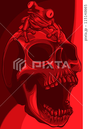 frog on human skull vector illustration design on white backgrond 115148665