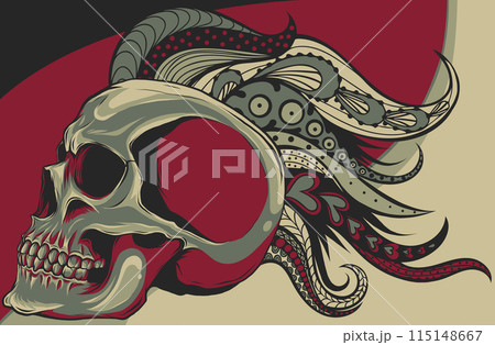 vector illustration of Skull with mandala on background 115148667