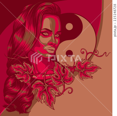 vector illustratio of woman death with yin yang symbol vector illustratio of woman death with yin yang symbol 115148728