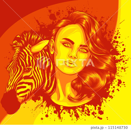 vector illustration of girl and zebra head vector illustration of girl and zebra head 115148730
