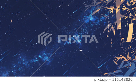 七夕の短冊と美しい星空　/AI生成 115148826