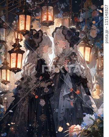 ゴシックドレスを着た二人の女の子　/AI生成 115148827