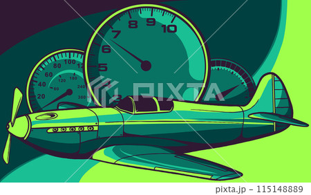 vector illustration of Retro flying fighter plane colorful concept vector illustration of Retro flying fighter plane colorful concept 115148889