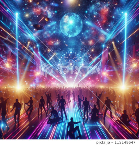 宇宙的で近未来的なダンスクラブのパリピ達 115149647