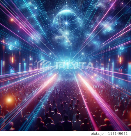 宇宙的で近未来的なダンスクラブのパリピ達 115149651