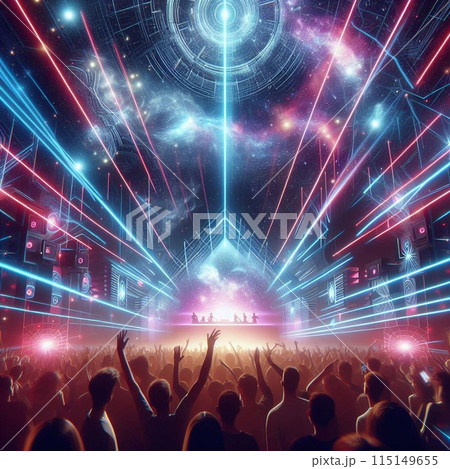 宇宙的で近未来的なダンスクラブのパリピ達 宇宙的で近未来的なダンスクラブのパリピ達 115149655