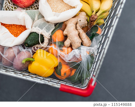 Food waste, zero waste shopping in supermarket Food waste, zero waste shopping in supermarket 115149888