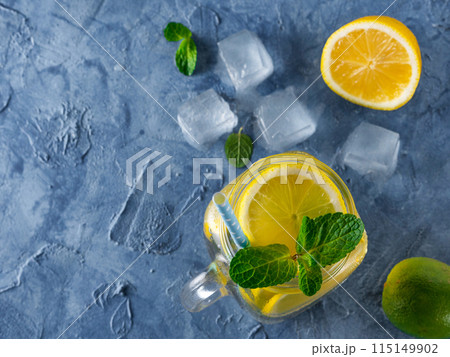 Lemonade with mint in mason jar Lemonade with mint in mason jar 115149902