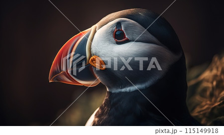 Atlantic puffin bird closeup. Generative AI 115149918