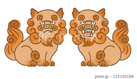 シーサーのかわいいイラスト　沖縄 115150189