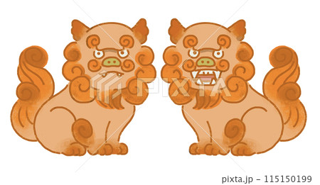 シーサーのかわいいイラスト　沖縄 115150199