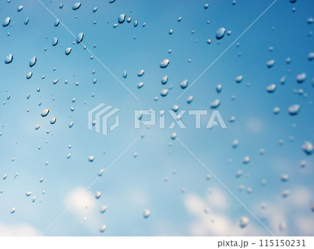 drops of rain on window glass 115150231