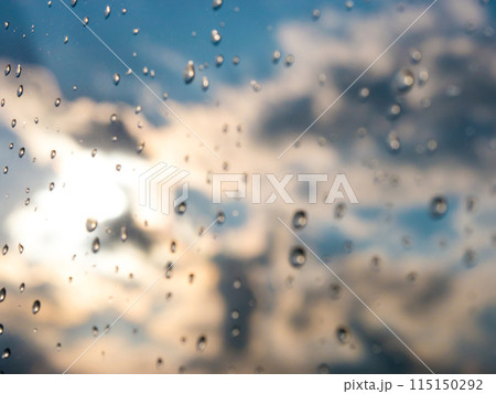 drops of rain on window glass 115150292