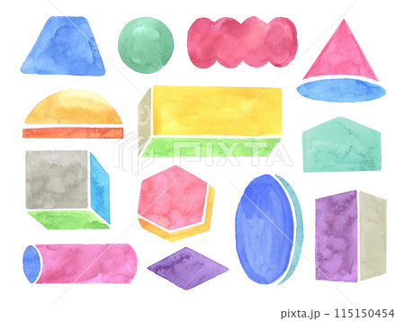 カラフルな水彩の形のセット 115150454