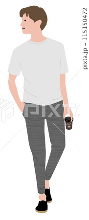 コーヒーを持つ若い男性 115150472