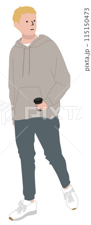 コーヒーを持つ若い男性 115150473