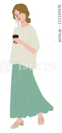 コーヒーを持つ若い女性　 115150476