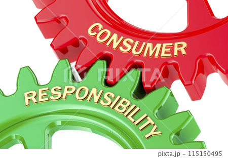 Consumer Responsibility concept with colored gearwheels. 3D rendering 115150495