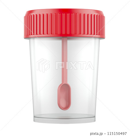Disposable Stool Sample Container with spoon. 3D rendering 115150497