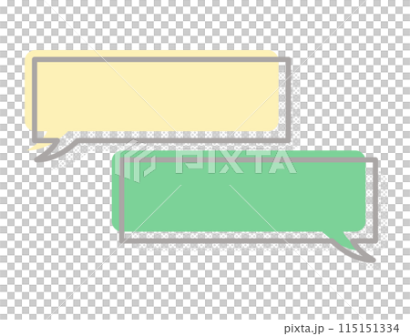 Illustration material: Dot pattern, thick frame, horizontal, speech bubble, yellow/green Illustration material: Dot pattern, thick frame, horizontal, speech bubble, yellow/green 115151334