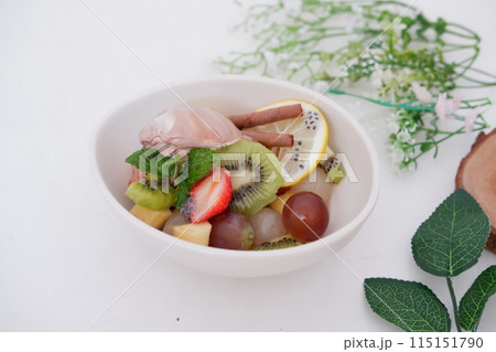 delicious fruit salad as a background delicious fruit salad as a background 115151790