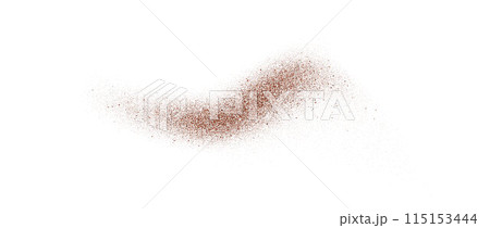 Coffee, cocoa or chocolate powder particles. Brown dust or sand wave element. Ground beans, grains and granules wavy flowing shape. Vector illustration  115153444