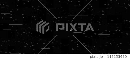 Tv video noise texture template. Rippled video tape background. Glitch vhs pixel noise wallpaper. Lost or bad signal concept. Image distortion distressed backdrop effect. Vector illustration 115153450