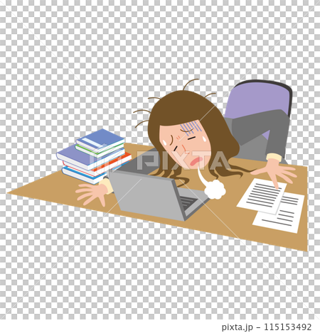 筋疲力盡的女性辦公室職員 筋疲力盡的女性辦公室職員 115153492