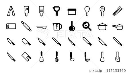 調理器具のベクターアイコンセット 調理器具のベクターアイコンセット 115153560