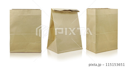 Folded paper bag isolated on white background Folded paper bag isolated on white background 115153651