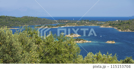 Aerial view on sithonian islands, Greece Aerial view on sithonian islands, Greece 115153708