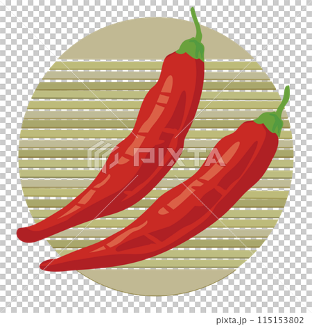 竹製のすのことトウガラシのベクターイラスト 115153802