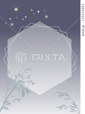 笹のシルエットと星空の七夕背景素材／縦長デザイン 115153841